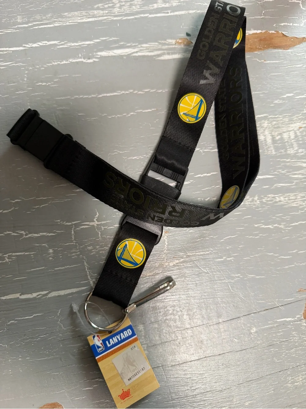 NBA Golden State Warriors Black Lanyard with Logo Key Clip